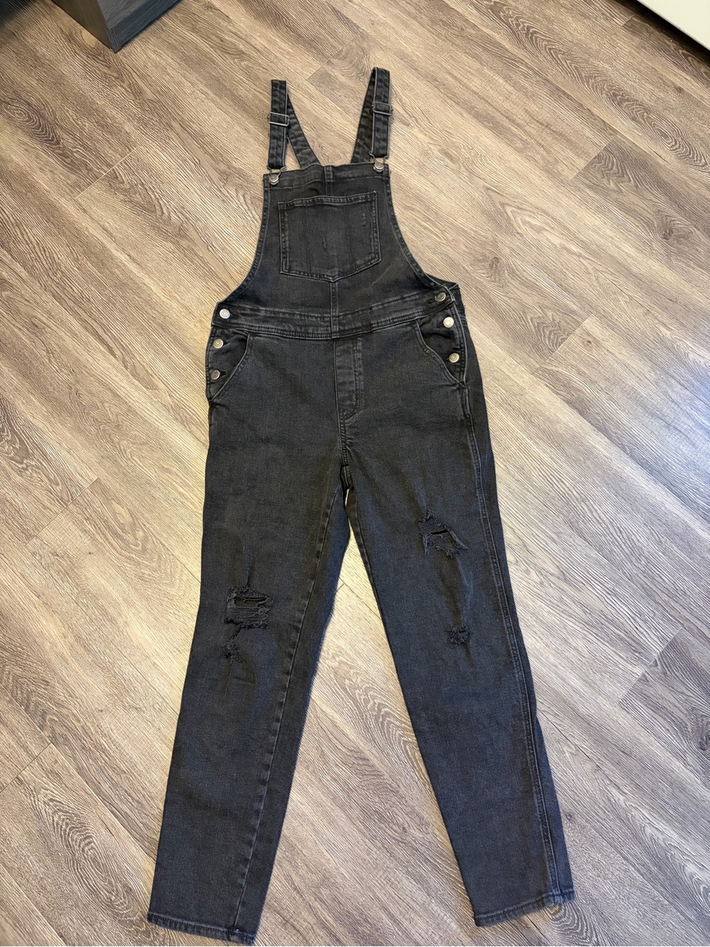 Old Navy Black Distressed Denim Overalls - Women's